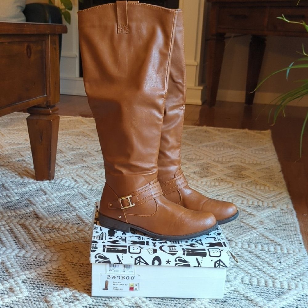 BAMBOO Women's Tan Riding Boots